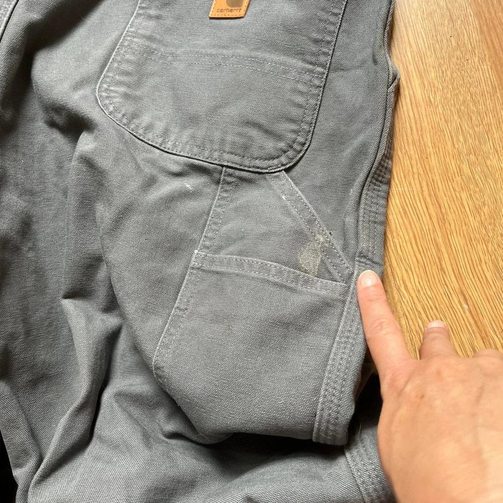 Carhartt B111 GVL Flannel Lined Dungaree Work Pants Gray Mens 38x32 Fits 38x31